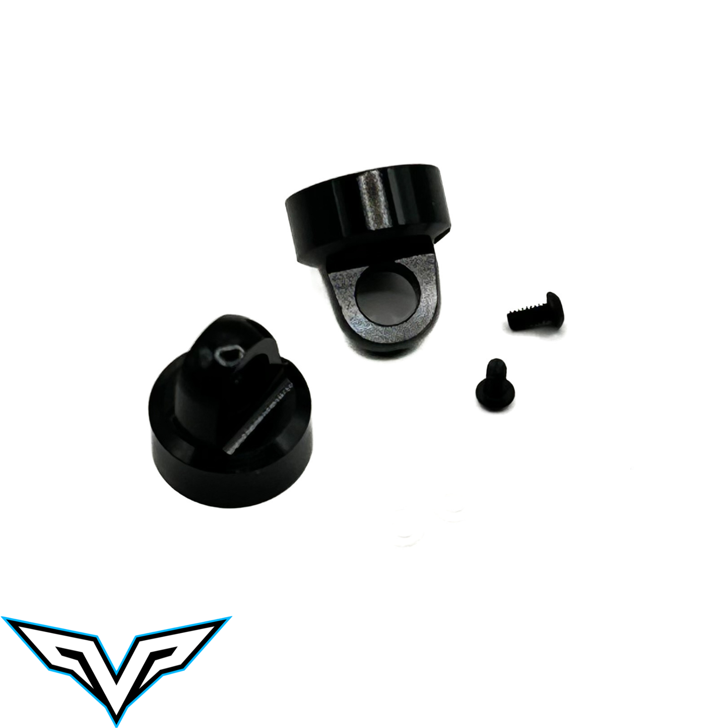 Small Bore Aluminum Shock Caps - Emulsion - Black (2)